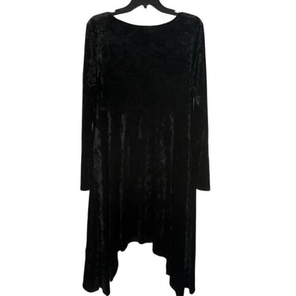 Cosmic Aura Black Velvet Asymmetrical Lace Trim Mini Dress 14/16 (1) Whimsigoth - Picture 4 of 16